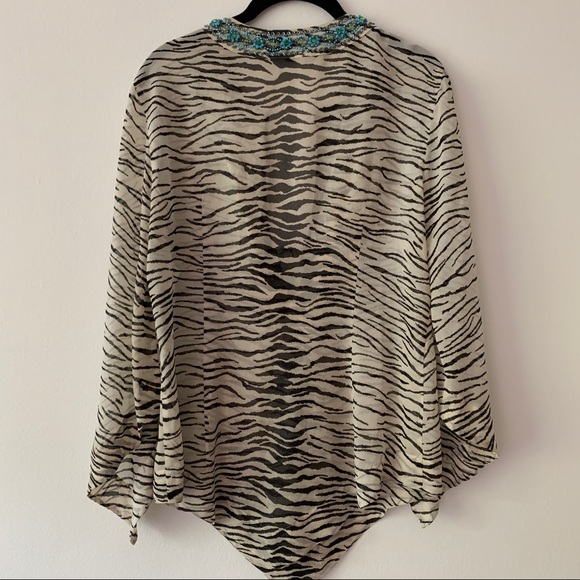 Vintage Escada Zebra Silk Embroidered Tunic Blouse - Picture 4 of 12